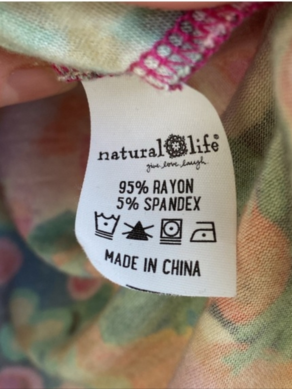 Natural Life Devon Butter Soft Painted Garden boho floral lettuce trim tee, S/ M - Picture 5 of 10